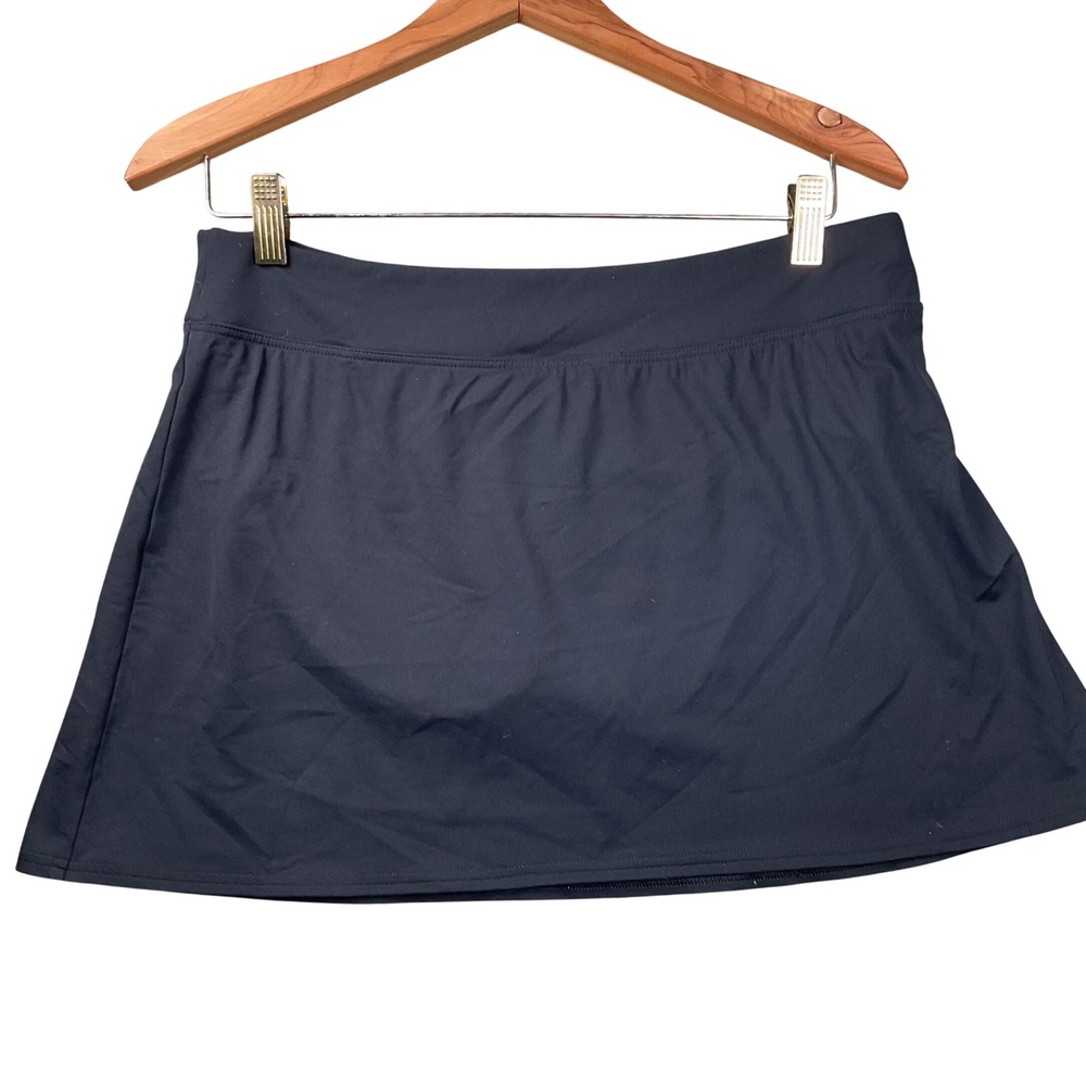 Lands' End Swim Skirt Womens 10 Black Built-in Brief Modest Bottoms